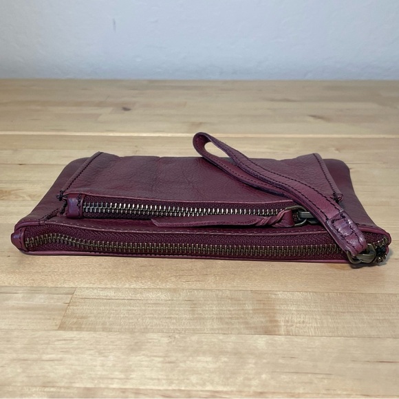 Rock Paper Scissors Burgundy Leather Small Wristlet - Picture 6 of 10
